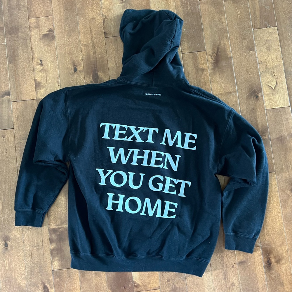 Lonely Ghost text me when you get home black hoodie